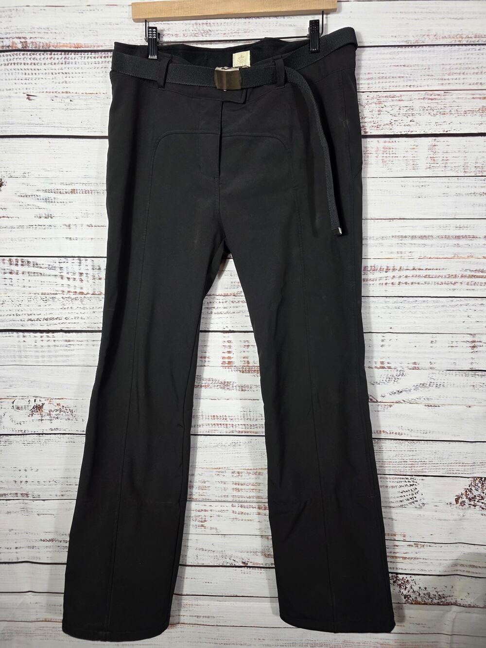 Sun Valley Ski Pants Mens 44 Black Softshell Snow Winter Adjustable Belt